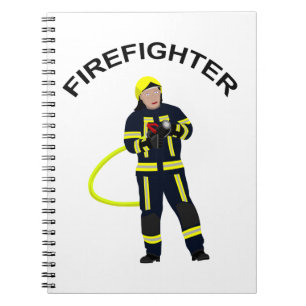 Carnet Feuerwehrmann in blauer Einsatzkleidung Bloc d'inf