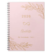 Carnet Feuillage botanique en or rose élégant (Devant)