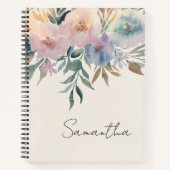 Carnet Feuillage botanique, spirale de fleurs à l'aquarel (Devant)