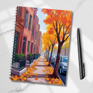 Carnet Feuillage d'automne de Boston peint à l'aquarelle