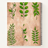 Carnet Feuillage feuille vert plantes affligés sépia défu (Dos)