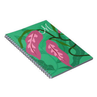 Carnet Feuillage vert avec bouteille d'eau violette