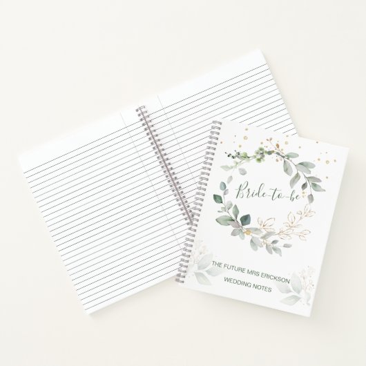 Carnet Feuillage vert & or, Mariage confetti (Intérieur)