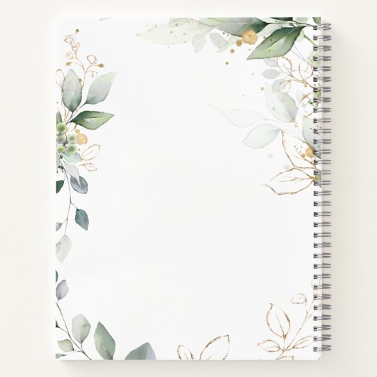 Carnet Feuillage vert & or, Mariage confetti (Dos)
