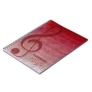 Carnet Feuille de musique Cherry Red Clef personnalisée