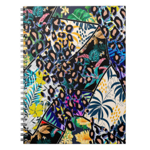 Carnet Feuille de patchwork tropicale et dos motif feuill