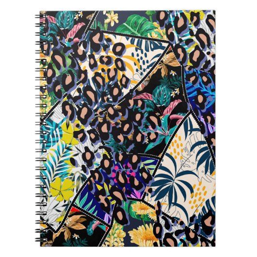 Carnet Feuille de patchwork tropicale et dos motif feuill (Devant)