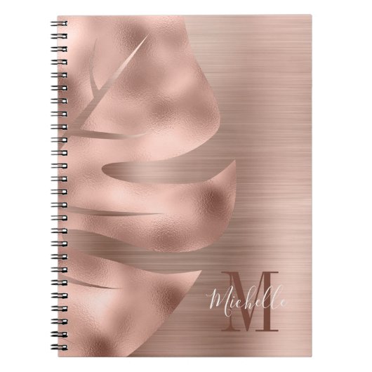 Carnet Feuille de rose en or Monogram (Devant)