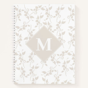Carnet Feuille décorative Botanique Beige Monogramme