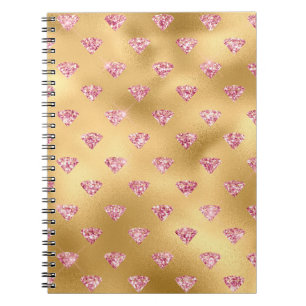 Carnet Feuille d'Or et Diamants Pailletés Glam Rose Clair