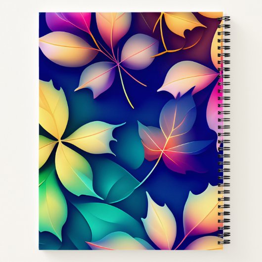 Carnet Feuille en chute violet dégradé Motif arc-en-ciel (Dos)