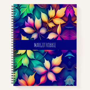 Carnet Feuille en chute violet dégradé Motif arc-en-ciel