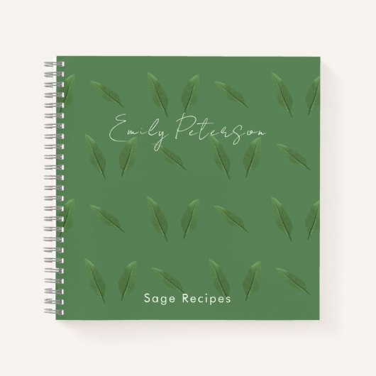 Carnet Feuille Motif de Sage Vert personnalisé Cook Recet (Devant)