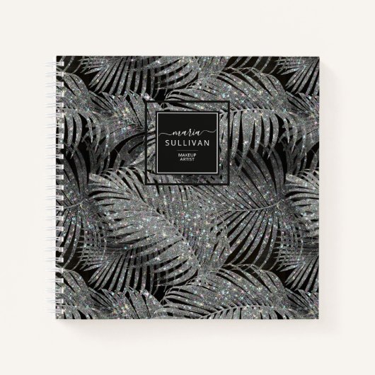 Carnet Feuille Motif Sparkling Palm Silver ID831 (Devant)