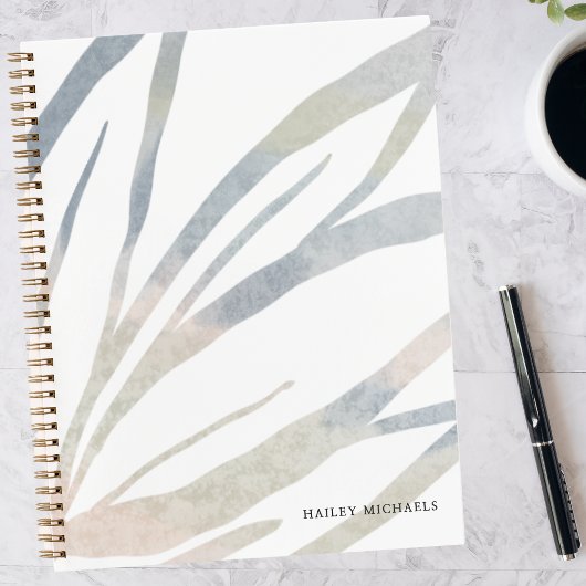 Carnet Feuilles Abstraites Boho avec Nom Personnalisé