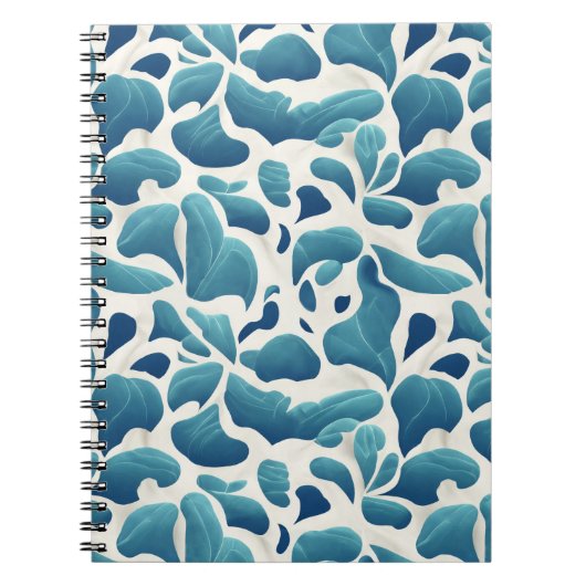 Carnet Feuilles Abstraits blancs et bleus | Motif côtier (Devant)