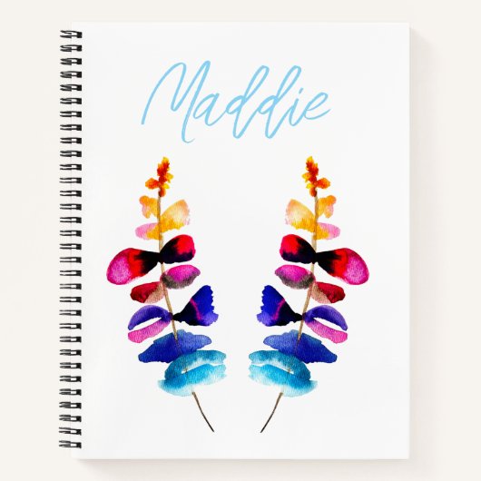 Carnet Feuilles aquarelles colorées mignonnes (Devant)