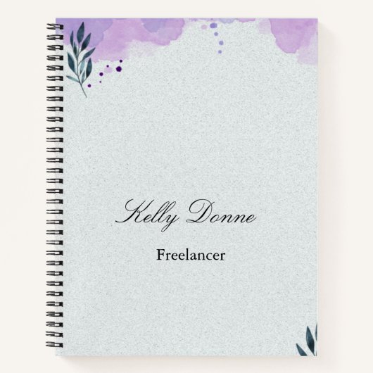 Carnet Feuilles aquarelles vertes violettes (Devant)