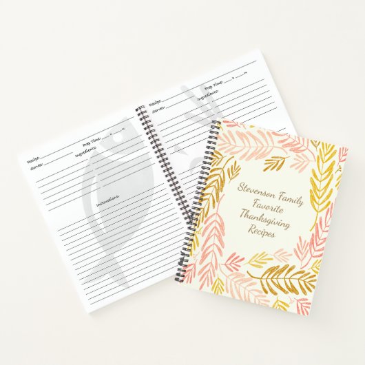 Carnet Feuilles Automne Nom de famille Thanksgiving Recet (Intérieur)