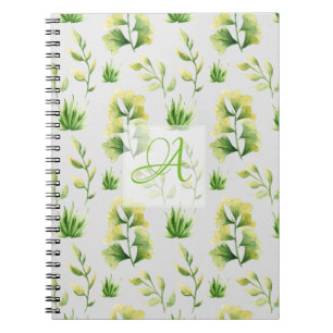 Carnet Feuilles botaniques brodées aquarelle déco verte