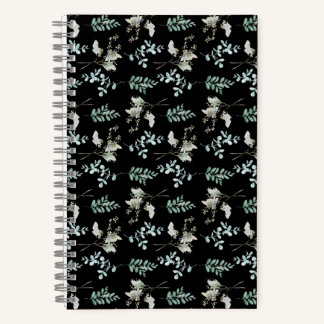 Carnet Feuilles botaniques noirs verts tendance