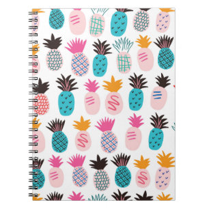 Carnet Feuilles colorés d'ananas, doodle tropical.