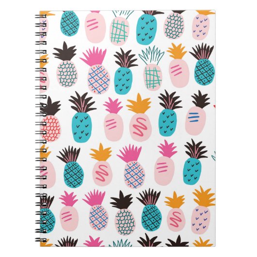 Carnet Feuilles colorés d'ananas, doodle tropical. (Devant)