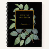 Carnet Feuilles d'aquarelle élégant or professionnel (Devant)