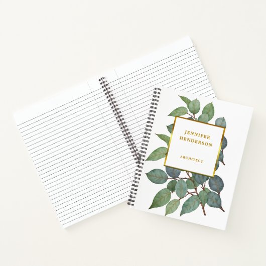 Carnet Feuilles d'aquarelle élégant or professionnel (Intérieur)