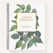 Carnet Feuilles d'aquarelle élégantes or professionnel (Devant)