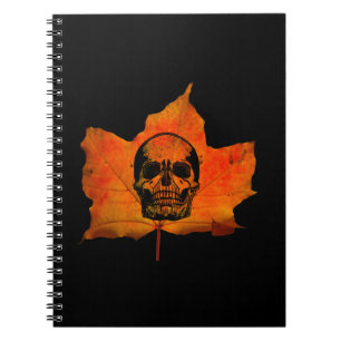 CARNET FEUILLES D'AUTOMNE CRÂNE D'HALLOWEEN