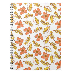 Carnet Feuilles d'automne en chute chaude avec fleurs