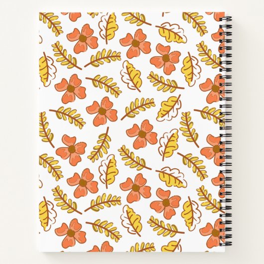 Carnet Feuilles d'automne en chute chaude avec fleurs (Dos)