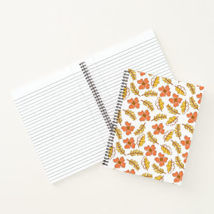 Carnet Feuilles d'automne en chute chaude avec fleurs