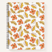 Carnet Feuilles d'automne en chute chaude avec fleurs (Devant)