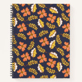 Carnet Feuilles d'automne en chute chaude avec fleurs (Devant)
