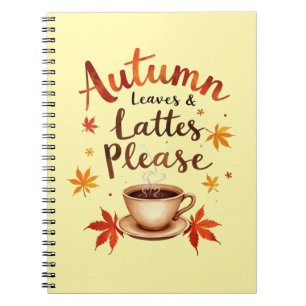 Carnet Feuilles d'automne & Lattés S'il Vous Plaît - Aqua