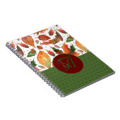 Carnet Feuilles d'automne monogrammes Automne Rouge Vert  (Côté Droit)