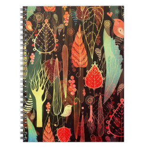 Carnet Feuilles d'automne : motif transparent foncé.