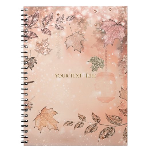 Carnet Feuilles D'automne Pailletées Hiver Automne Doré H (Devant)