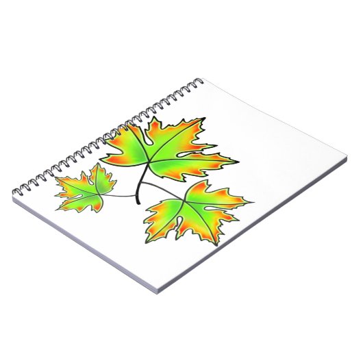 Carnet Feuilles d'automne rouge vert orange feuilles (Côté gauche)