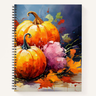 Carnet Feuilles d'automne rustiques Citrouilles colorées