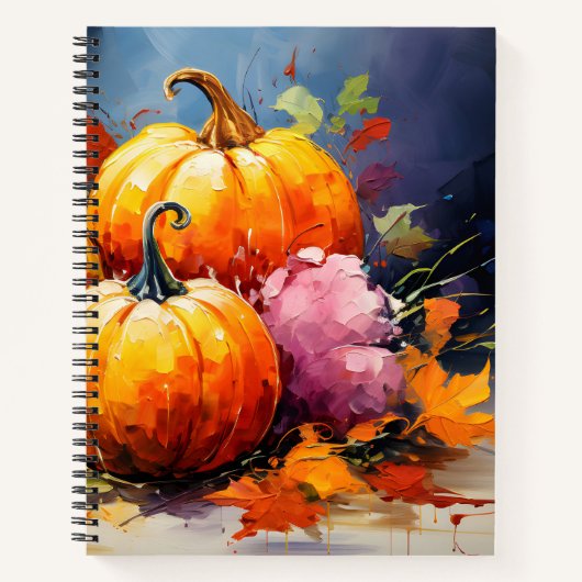 Carnet Feuilles d'automne rustiques Citrouilles colorées (Devant)