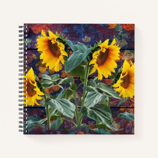 Carnet Feuilles d'automne rustiques et tournesols (Devant)