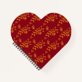 Carnet Feuilles de branches de silhouette orange sur roug (Devant)