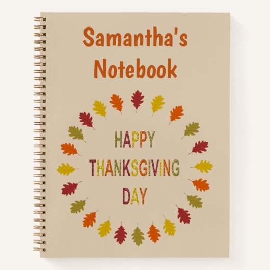 Carnet Feuilles de chêne Thanksgiving Custom (Devant)