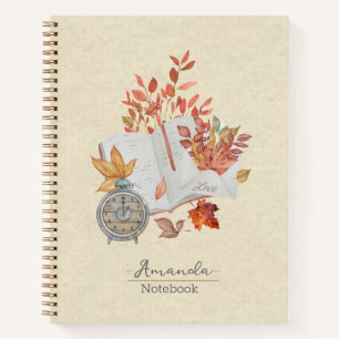 Carnet Feuilles de chute de monogramme Texture naturelle 