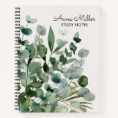 Carnet Feuilles de feuillage vert aquarelle moderne (Devant)