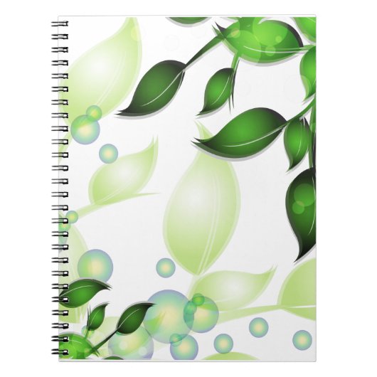 Carnet Feuilles de jardin frais sur blanc (Devant)