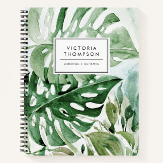 Carnet Feuilles de Monstera à l'aquarelle Verdure Tropica